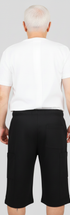 ComfortCure Adaptive Pflegeshorts für Prostatapatienten (mit Beintaschen), Schwarz, Rückansicht, Shorts geschlossen mit Gesäß- und Beintaschen