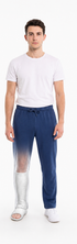 ComfortCure Adaptive Orthopädie-Pflegehose - mit Druckknöpfen, Navy, Vorderansicht mit Röntgenansicht, Gips am Unterschenkel
