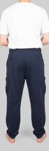 ComfortCure Adaptive Pflegehose für Prostatapatienten (mit Beintaschen), Navy, Rückansicht mit Gesäßtasche und Beintaschen