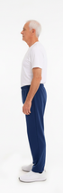 ComfortCure Adaptive Pflegehose für bettlägerige Patienten - mit Reißverschluss, Navy, Seitenansicht mit geschlossener Hose