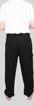 ComfortCure Adaptive Pflegehose für Prostatapatienten (mit Beintaschen), Schwarz, Rückansicht mit Gesäßtasche und Bündchen am Saum