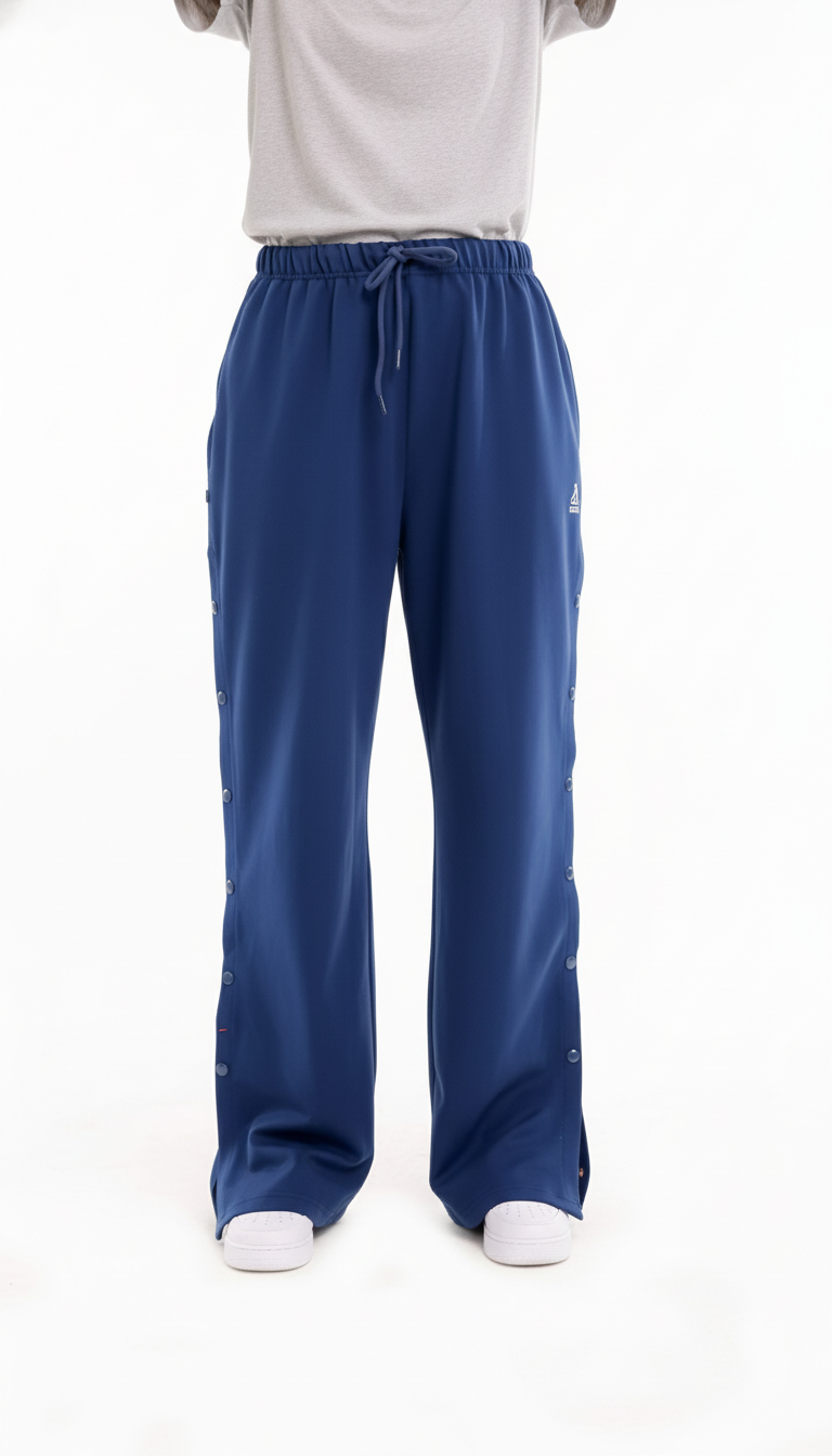 ComfortCure Adaptive Orthopädie-Pflegehose - mit Druckknöpfen, Navy, Vorderansicht von der Taille, Druckknöpfe geschlossen