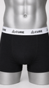 ComfortCure Adaptive auslaufsichere Herren-Boxershorts, Schwarz, Vorderansicht auf Torso mit weißem Markenbund